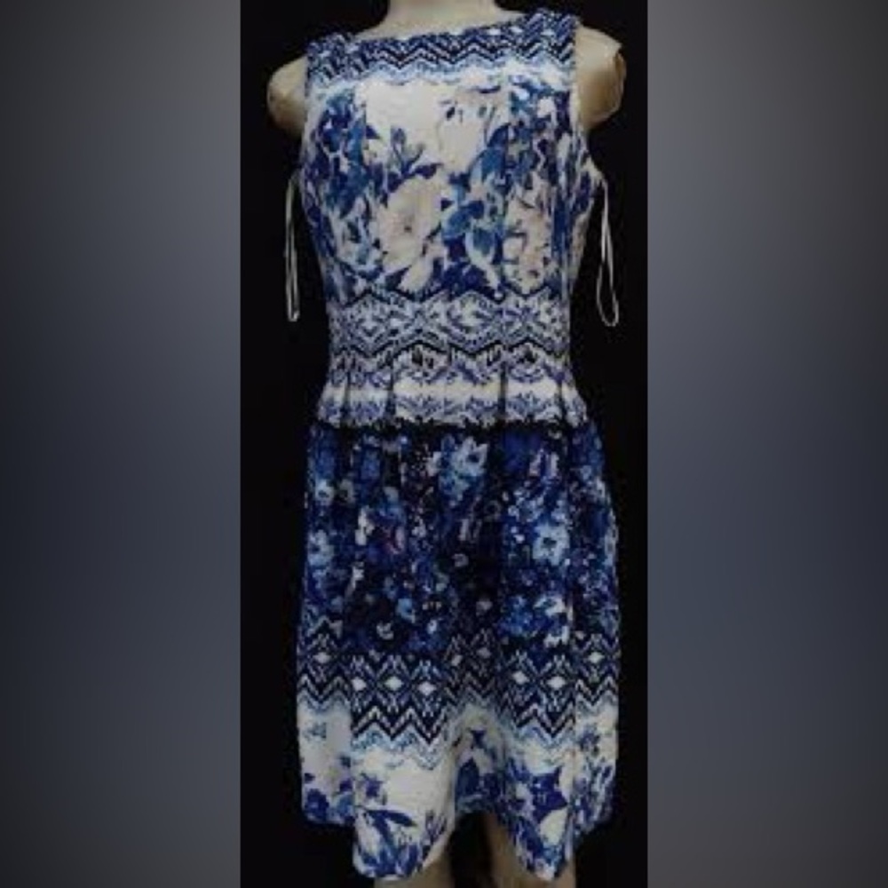 Danny & Nicole Blue and White Midi Dress